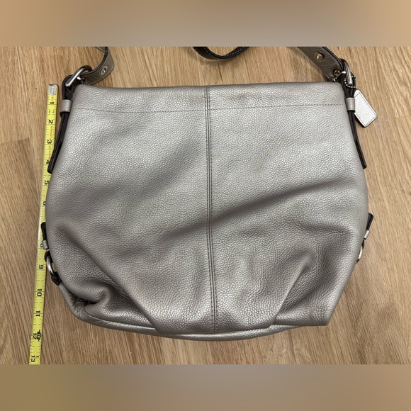 Coach Pebbled Shimmery Leather Hobo/Crossbody Bag - Picture 2 of 10